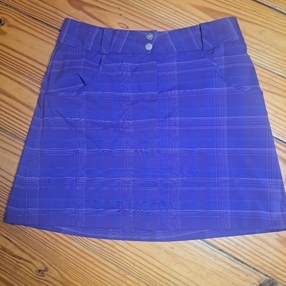 Nike Golf Dry Fit Purple Plaid Mini Skort  Tour Performance  sz 2 Stretch Plaid - Picture 1 of 2